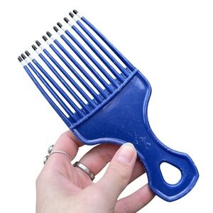 Vintage XL Lift Comb Hair Pick Handle Retro USA  Royal Blue Purse Pocket‎